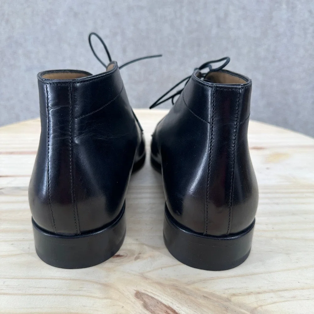 Ace Marks Black Leather Chukka Oxford Boots‎ 9 Ankle Dress Lace Almond Toe Shoes